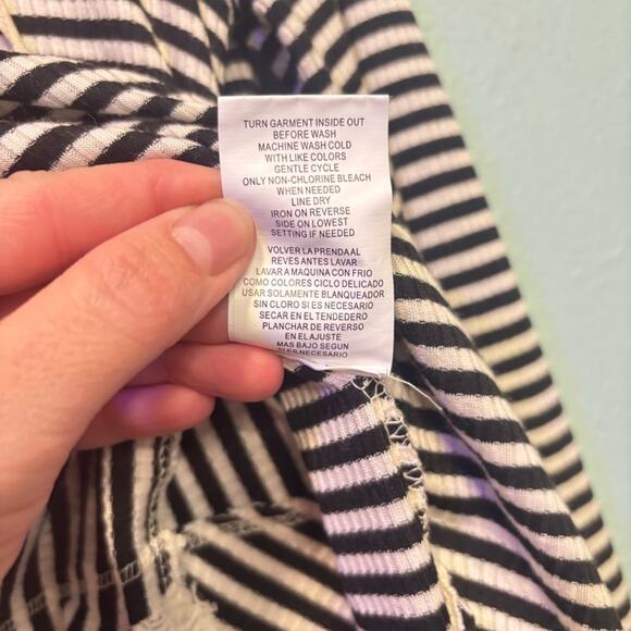 Rewind Women’s Black and White Striped Lace-Up Hoodie with Lace Accents Size M - Picture 5 of 8